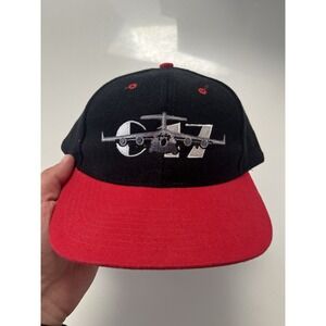 Vintage C-17 Globemaster III Green Under Brim Snap Back Hat Headmaster OSFA
